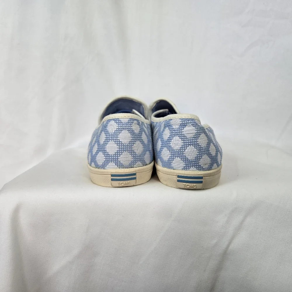 TOMS Women's Canvas Clemente Bliss Blue White Diamond Print Slip-On Shoes Size 9